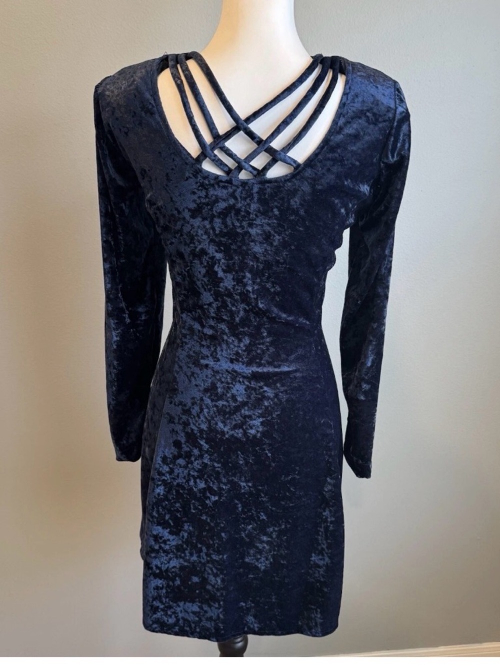 Jamie Brooke Vtg 90s Grunge Crushed Velvet Dress Size L Witchy Elegant - Picture 3 of 7